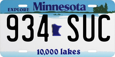 MN license plate 934SUC