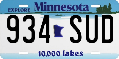 MN license plate 934SUD