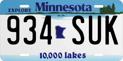MN license plate 934SUK