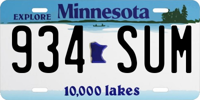 MN license plate 934SUM