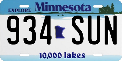 MN license plate 934SUN