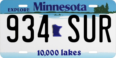 MN license plate 934SUR