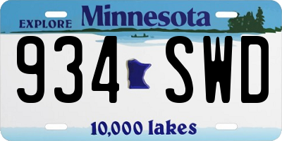 MN license plate 934SWD