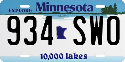 MN license plate 934SWO