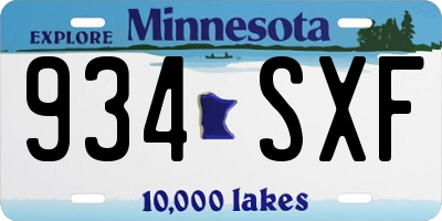 MN license plate 934SXF