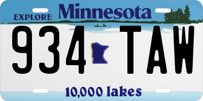 MN license plate 934TAW