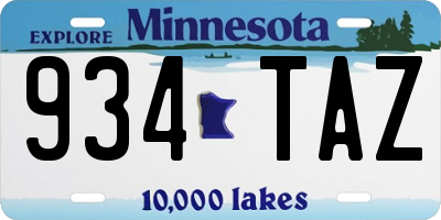 MN license plate 934TAZ