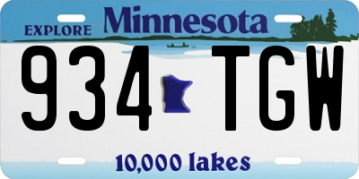 MN license plate 934TGW