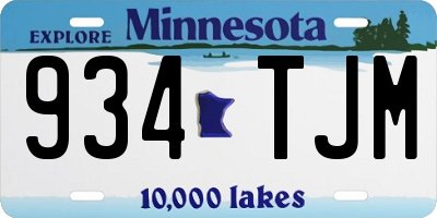 MN license plate 934TJM