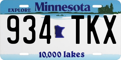 MN license plate 934TKX