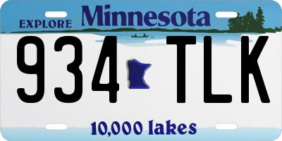 MN license plate 934TLK