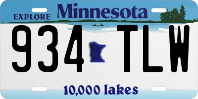 MN license plate 934TLW