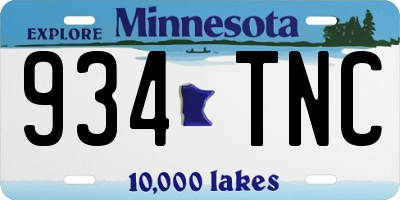 MN license plate 934TNC