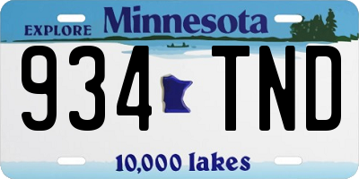 MN license plate 934TND