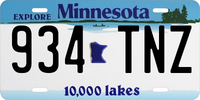 MN license plate 934TNZ