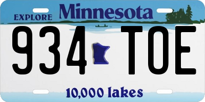 MN license plate 934TOE