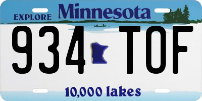 MN license plate 934TOF