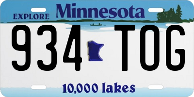 MN license plate 934TOG