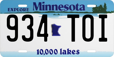 MN license plate 934TOI