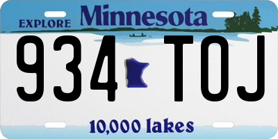 MN license plate 934TOJ