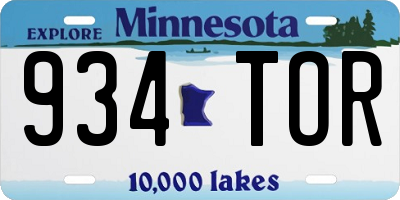MN license plate 934TOR