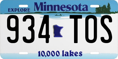 MN license plate 934TOS