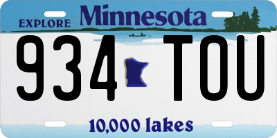 MN license plate 934TOU