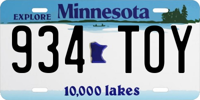 MN license plate 934TOY