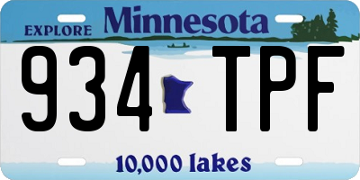 MN license plate 934TPF
