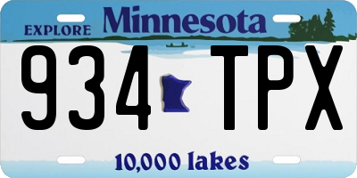 MN license plate 934TPX