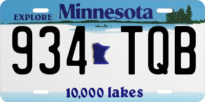 MN license plate 934TQB