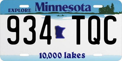 MN license plate 934TQC