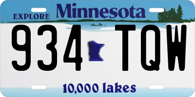 MN license plate 934TQW