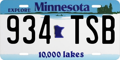 MN license plate 934TSB