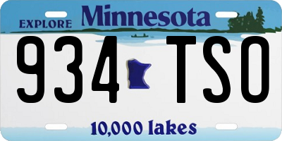 MN license plate 934TSO