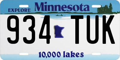 MN license plate 934TUK