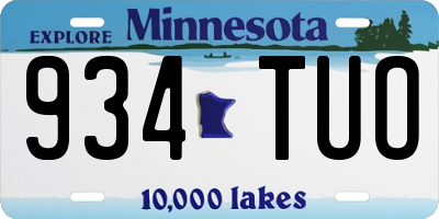 MN license plate 934TUO