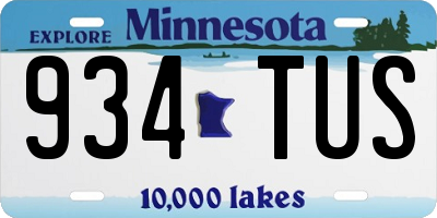 MN license plate 934TUS