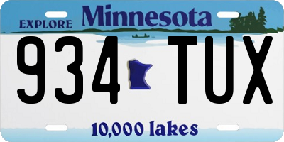 MN license plate 934TUX