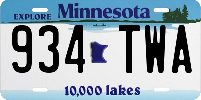 MN license plate 934TWA