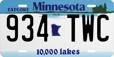 MN license plate 934TWC