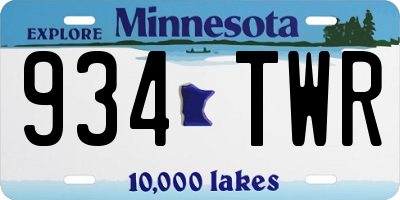MN license plate 934TWR