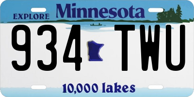MN license plate 934TWU