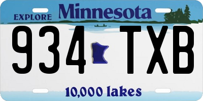 MN license plate 934TXB