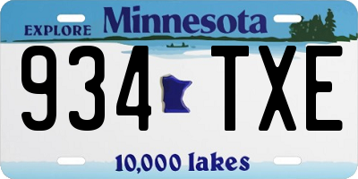 MN license plate 934TXE
