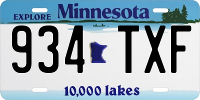 MN license plate 934TXF