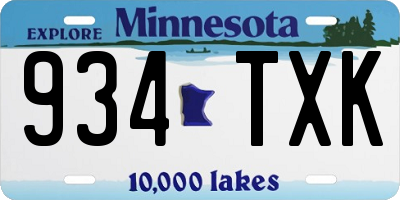 MN license plate 934TXK