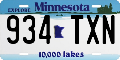 MN license plate 934TXN
