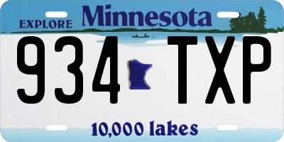 MN license plate 934TXP