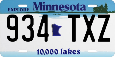 MN license plate 934TXZ